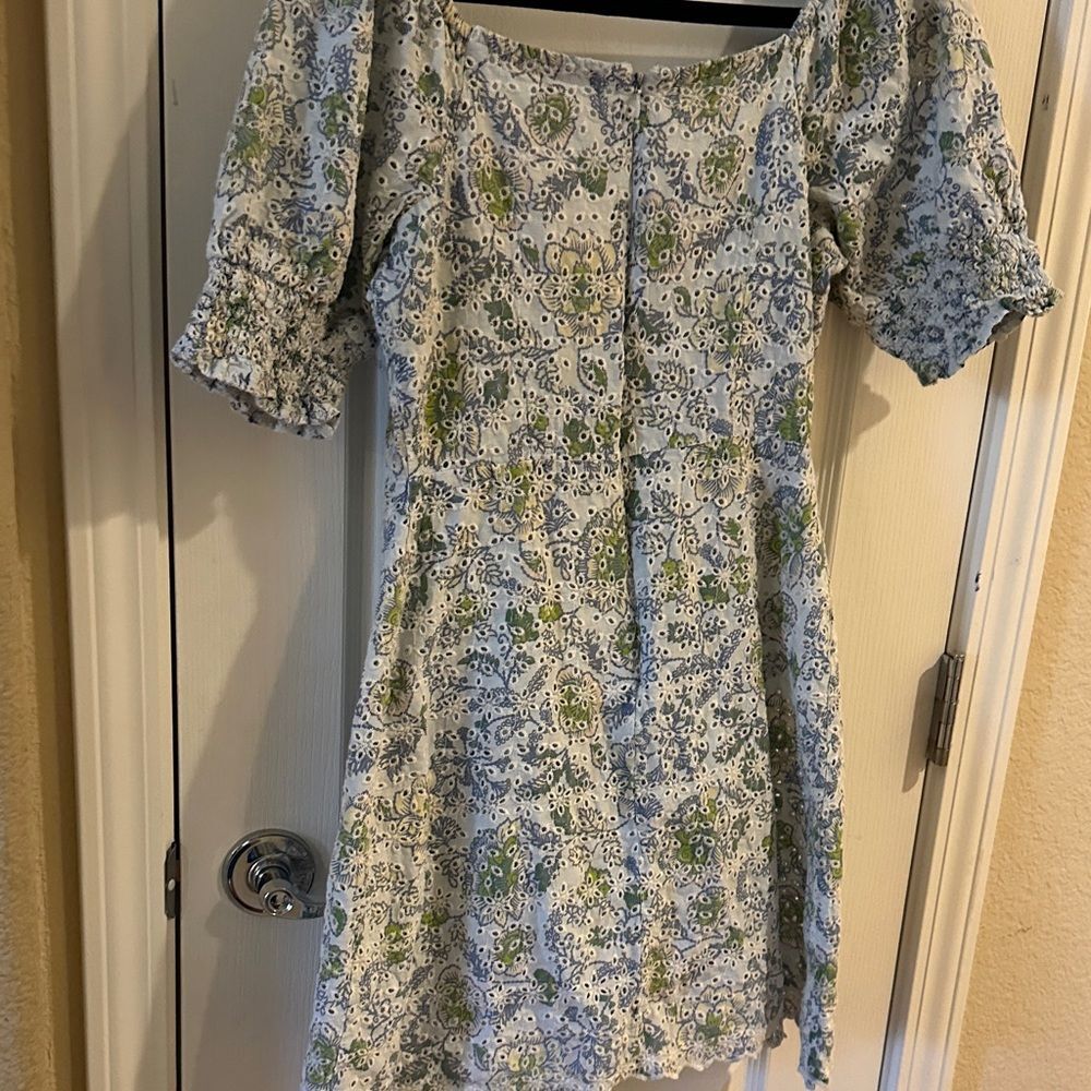 7 For All Mankind Light Gray Eyelet dress Size Small